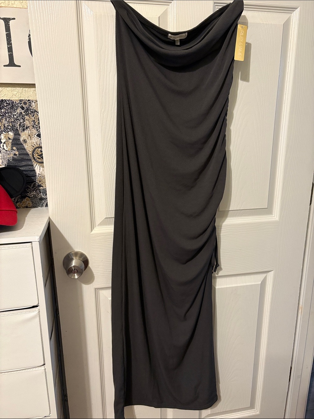 Strapless Draped Evening Dress